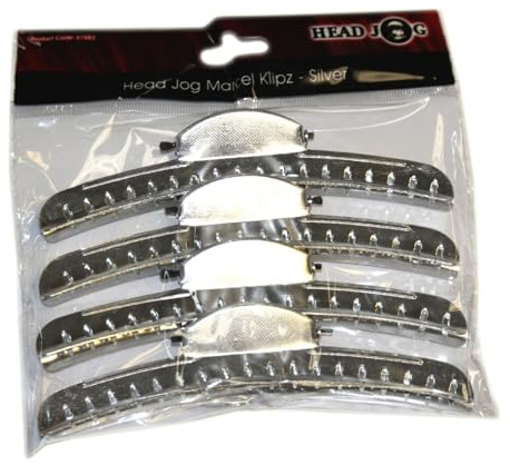 Head Jog Marcel Wave Klipz, Set Of 4 Aluminium 12.5cm Professional Finger Wave Clips For Vintage Styling. Strong & Lightweight Hairdressing Sectioning & Styling Vented Marcel Clips. (4 Pack)
