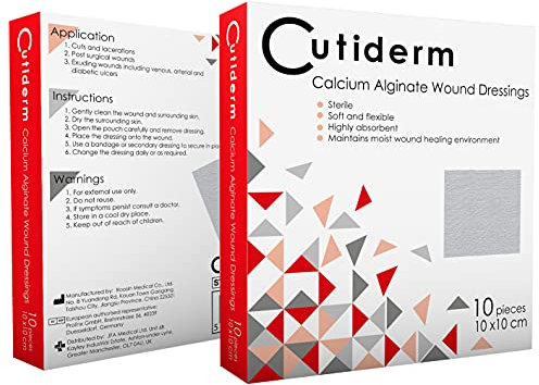 Paquete de 10 apósitos de alginato de calcio de baja adherencia para heridas de 10 cm x 10 cm