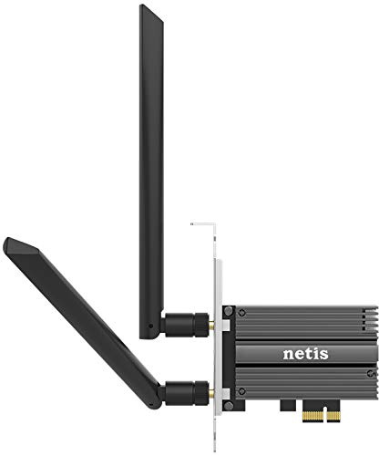 Netis WiFi 6 AX200 802.11AX Dual Band PCIe WiFi Card 3000Mbps with Bluetooth 5.0 and Heat Sink | WiFi Card for PC Desktop, Support Windows10, Linux, Chrome with Standard and Low Profile Bracket (F1)