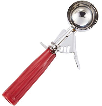 Saebye Cookie Scoop - #24 (1.35 oz) - Disher Scoops, Portion Scoop - Portion Control - 18/8 Stainless Steel, Red Handle