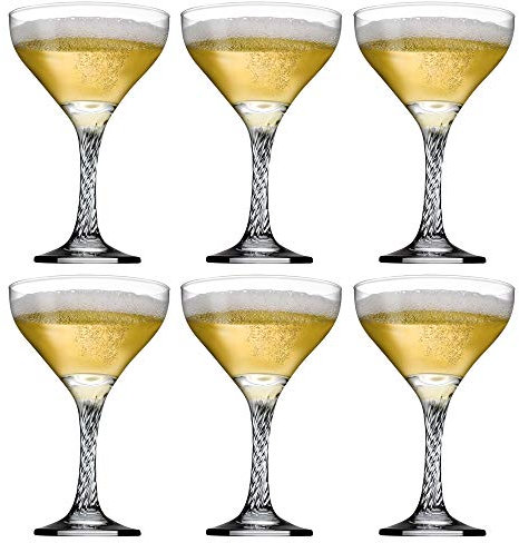 Set of 6 Twist Coupe 280ml Champagne Cocktail Wine Drinking Glasses