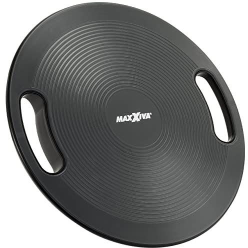 MAXXIVA Balanceboard schwarz 40 cm mit Griffen Therapiekreisel Wackelbrett Hometraining Yoga Reha Sport Workout Fitness-Gerät Balancier-Brett