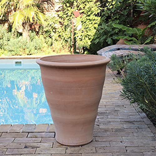Kreta Pot de fleurs en terre cuite | 70 cm | Fabriqué à la main et résistant au gel | Pot de fleurs Hibiscus pour l'extérieur et le jardin