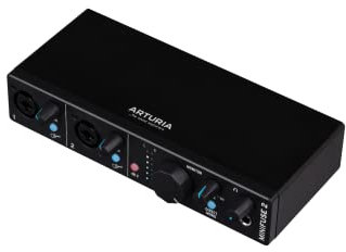 Arturia - MiniFuse 2 - Kompaktes USB-Audio-Interface mit Kreativer Software für Hochwertige Aufnahmen, Produktion, Podcasting, Gitarre - Schwarz