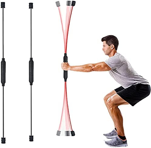 Fitness Schwingstab Pilates Stange Tragbares Yoga Stick 2 Stück Multifunktionaler Sport Tremor, Fitness Elastic Training Fettverbrennung Fettabweisungsstange, Übungsstange, Trainingsstange Ausrüstu