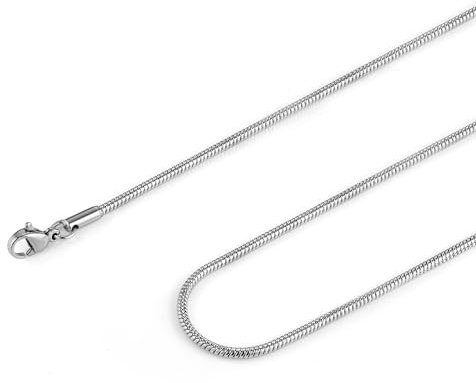 HZMAN 1.2mm Silver Snake Chain Necklace for Women Stainless Steel Thin Chain Necklace 16-30'' Jewelry Gift (Silver,1.2mm,16)