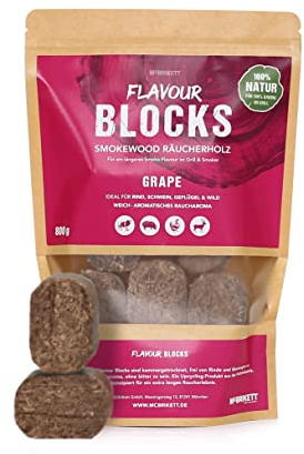 McBrikett Flavour Blocks, Räucherholz, Smokewood, Chunks, 800g, 100% Natur, extra langes Raucharoma, Grape