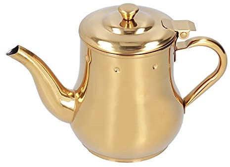 Teiera in Acciaio Inossidabile con Infusore, Tè Bollitore Filtro Contenitore Olio Latte Pentola per Cucina Hotel Ristorante Teiera Classica Piano Cottura Lucidata a Specchio 500ml(oro)