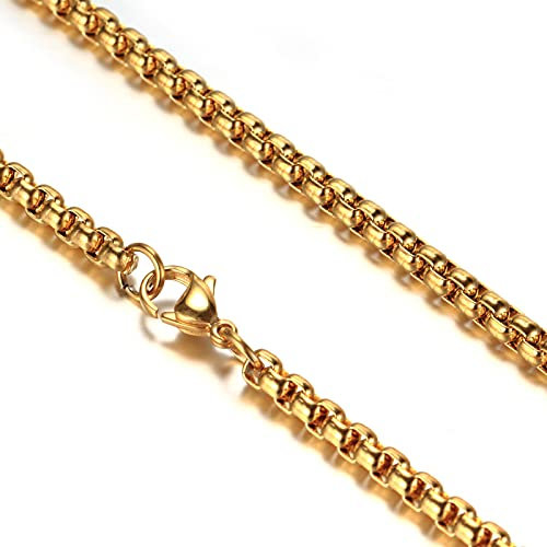 Banemi Love Kette, Kette Edelstahl Damen Hummerschere Belcher für Teenager Mädchen Frauen 76cm (Gold)