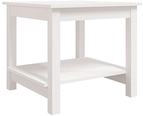 vidaXL Couchtisch Beistelltisch Wohnzimmertisch Sofatisch Teetisch Kaffeetisch Tisch Wohnzimmer Holztisch Weiß 50x50x45cm Massivholz Kiefer