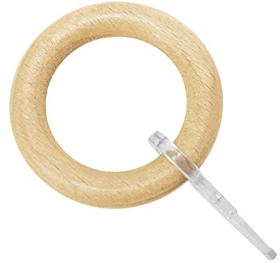 Gardinia Gardinenringe für Gardinenstangen Ø 25 mm, Mit Gardinenhaken, 10 Stück, Ring-Breite 8,5 mm, Holz, Buche