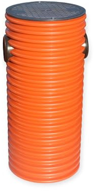 SP Drainageschacht DN315 DN400 mit Anschluss 2xDN110 Deckel Sickerschacht KG Schacht Kontrollschacht KG Rohr Drainagerohr (DN400 ohne Boden), Schwarz/Orange