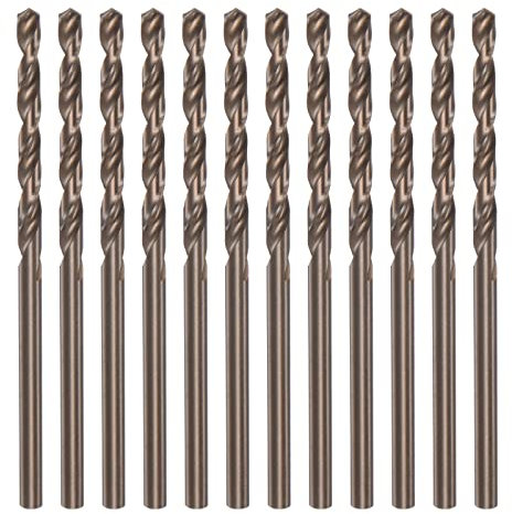 sourcing map 12 brocas de cobalto, 2,8 mm M35 de acero de alta velocidad métricas brocas de vástago recto para metal duro, acero inoxidable, cobre, aluminio, hierro fundido, plástico
