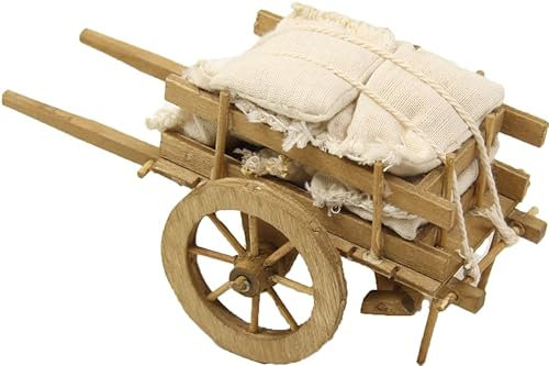 FADEDA Marknadkärra med tyger/höjd: 9 cm/handmålad/detaljerade krubbfigurer – julbord, dekoration, krubbtillbehör
