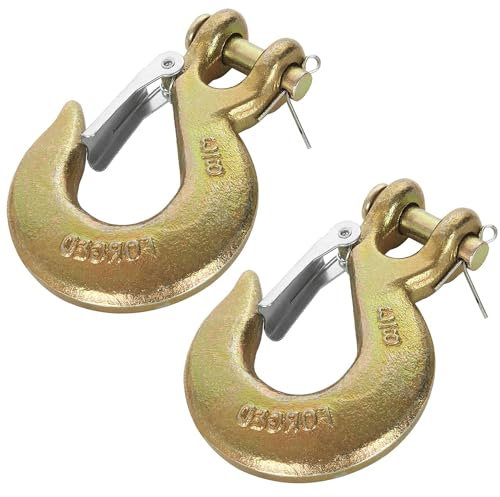 Yision Gabelkopf-Schleifhaken mit Sicherheitsriegel, G70 geschmiedeter Stahl für Anhänger, robuste Kettenhaken, Deckschlepper, Empfängerkupplungen, Anhänger, 8,2 kg Kapazität, 2 Stück