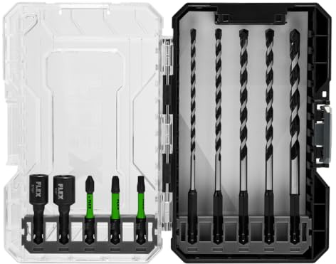 FLEX Stack Pack FAM10601-10 Hartmetallbestücktes Bohrer- und Antriebs-Bit-Set, 10-teilig