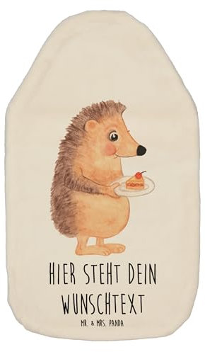 Mr. & Mrs. Panda Personalisierte Wärmflasche Igel Kuchenstück - Weiß