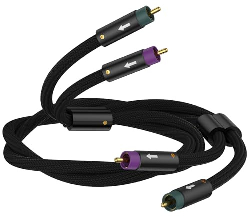 Tertullus High-End Cinch Kabel Audio Kabel für Plattenspieler, Heimkino, und HiFi Anlage,OFC Versilbert 24k vergoldete Stecker (1.5m/4.92ft)