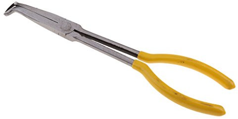 Professional Quality 11 Inch Bent Needle Nose Pliers- Long Reach, Comfort Grip Handle, Heat Treated Forged Stainless Steel- for Precision Work and Tight - Round