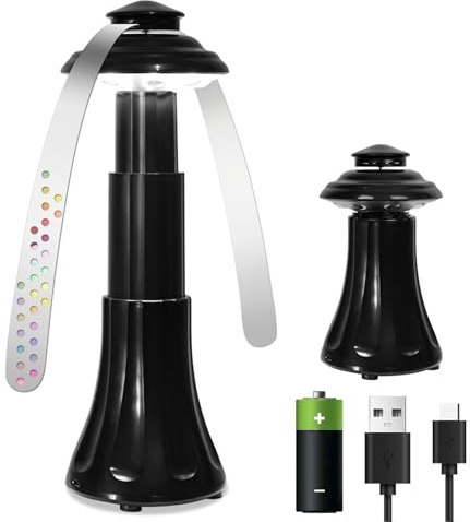 Tragbare Tischventilatoren mit integrierten LED-Lichtern – kompakte und kostengünstige Lösung zur Abwehr von lästigen Fliegen (3 Stück, schwarz)