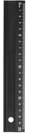sourcing map Cutting Rulers 20cm Metric Aluminum Alloy Straight Ruler Thickening Frosted Measure Ruler with Non-Slip Sponge Backing for Architects Artists Designers Classroom Office, Black