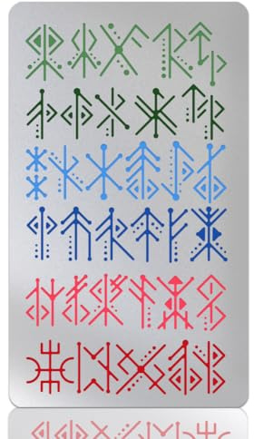UNICRAFTALE 1 Stück Metall Runen Schablone Wikinger Bindrunen Antikes Altes Alphabet Wicca Aus Edelstahl Mal Schablone Symbolvorlage Für Holzbrand Pyrographie Schnitzen Handwerksarbeiten