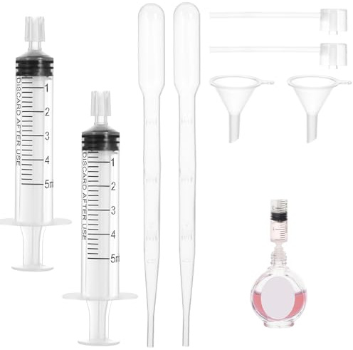 Kit de 8 herramientas de recambio de perfume, juego de transferencia de decantador de perfume de plástico transparente, dispensador de jeringas de embudo de perfume, herramienta dispensadora para