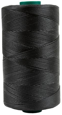 Shelver Gewachstes Garn, 500 m lang, starker Faden für Leder, Polster, Schuhe, Taschen, Nähen von schweren Stoffen (Farbe: schwarz)