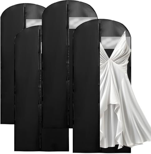 4 Stück Kleidersack,180 × 60 cm Faltbare Kleiderhülle,Lange Atmungsaktive Kleidersäcke mit Griffen,mit Reißverschluss für Anzüge Kleider Mäntel Sakkos Hemden Abendkleider Anzugsack Aufbewahrung