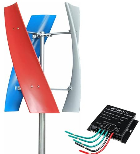ZenSeFarin 3000W/5000W geräuschlos Vertikale Magnetische Levitation Aufrechte Windturbine,12V 24V 48V mit Wasserdichtem Laderegler 3 Blätter Windturbine für Haus Camping,3000W-48V