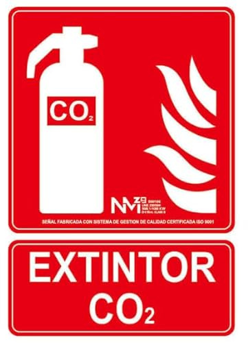 Señal de extintor CO2 contra incendios luminiscente SEKURECO