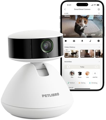 PETLIBRO Haustierkamera mit App, 360° HD Hundkamera, KI-gesteuert Haustierkamera für den Innenbereich für Multi-Tiererkennung, Aktivitäts-Tracking, Tägliche Smart-Summary, Farb-Nachtsicht mit 1080p
