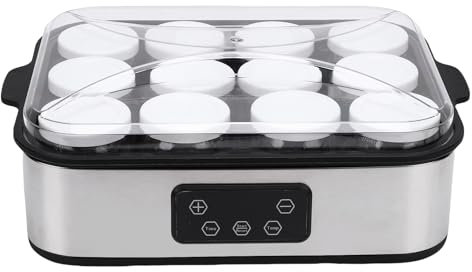 Jiawu Yaourtière électrique, machine à faire des yaourts avec 12 pots en verre réutilisables, contrôle automatique de la température et du temps, yaourtière probiotique (2#)