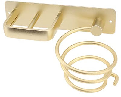 TIKATARER Support de Sèche-Cheveux en Aluminium doré, Support Mural pour Lisseur, Organisateur de Salle de Bain Polyvalent pour Sèche-Cheveux et Outils de Coiffure, Accessoire de