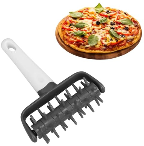 Pizza Dough Docker Roller with Spikes, Plastic Dough Press Pizza Dough Roller Pin Dough Blistering Killer Puncher Dough Hole Maker Docking Tool for Pizza Pie Cookie Pastry Bread, Gray