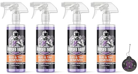 Hoosier Daddy 16oz Car Bug & Tar Remover - Fast-Acting Formula Dissolves Tough Bugs, Tar, & Sap - Easy Spray-On, Wipe-Off Solution for a Spotless Polished Finish + Air Freshener (4-Pack)