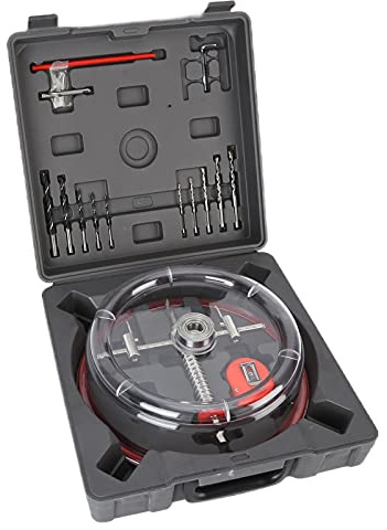Adjustable Hole Saw Cutter Drill Tool Set Kit 40mm to 200mm for Wood Drywall Cement Board with ABS Dust Cover Storage Box Hex Wrench Tape Measure Pencil