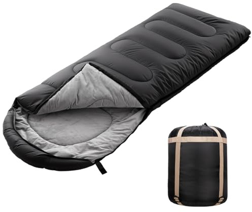 SOULOUT Schlafsack Winter Jahreszeiten, Wasserdicht, Leicht, 220 x 83 cm, für Camping und Outdoor (Dunkelgrau -10 bis 10 °C)