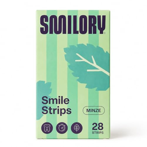 Smilory® Strisce sbiancanti per denti bianchi, con olio di cocco e aloe vera, strisce sbiancanti per denti (menta)