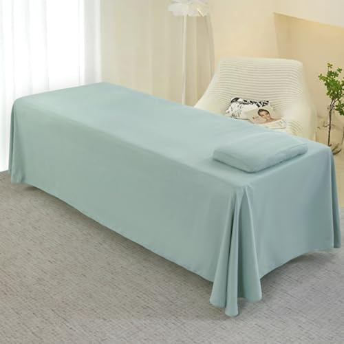 Surwin Drap pour Table de Massage avec Trou, Housse Table de Soin Esthetique Doux Lavable Drap Housse de Protection en Éponge pour Lit de Massage pour Esthetique, Spa (M23 Vert,120 * 230cm)