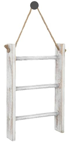 Holz Handtuchleiter – Badezimmer Leiterregal Küche, Wandmontage Holzständer | Retro Industrial Bauernhaus Dekorationskonzept Stildekoration Raumordnung Element with Gästetuch