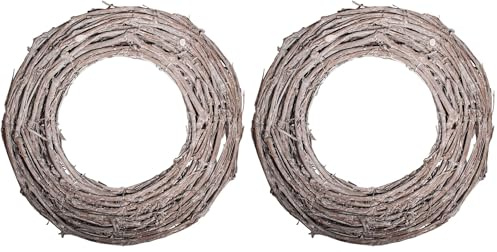 Rayher 65271505 Rebenkranz weiß gewischt, 30 cm Ø, Natur, flach, Höhe 2 cm, Dekokranz, Tischkranz, Adventskranz, Türkranz, Kranz aus Zweigen, Naturkranz, Wandkranz (Packung mit 2)