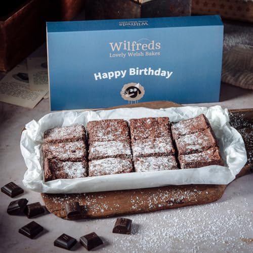 Wilfreds Belgian Chocolate Orange Brownies - 12 Gourmet Brownies in a Gift Box, Perfect for Brownie Sharing Joy or a Great Gift for Him or Her - Letterbox Friendly (Happy Birthd)
