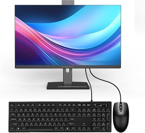 27inch FHD All-in-one PC Desktop Computer With Core i7(Up to 3.20Ghz)512GB SSD 16GB RAM Rotatable Screen Front Webcam,All-in-one Computer Supporting Dual-band WiFi 2.4G/5.2G Bluetooth 4.2, Black