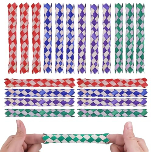 KAHZOR 20 pezzi Trappole per Dita Cinesi Classiche per Feste di Compleanno Petardi Miniciccioli Chinese Finger Traps di Legno Cattura delle Dita per Bomboniere e Forniture, Colori Assortiti