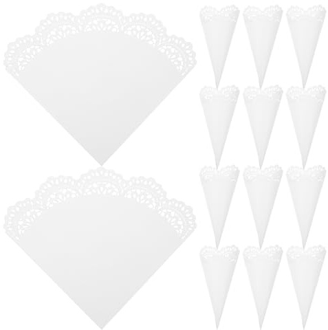 PRETYZOOM Conos de Papel para Confeti Boda 50 Unidades con Diseño Hueco Floral Porta Conos Artesanales para Pétalos y Flores en Fiestas y Celebraciones