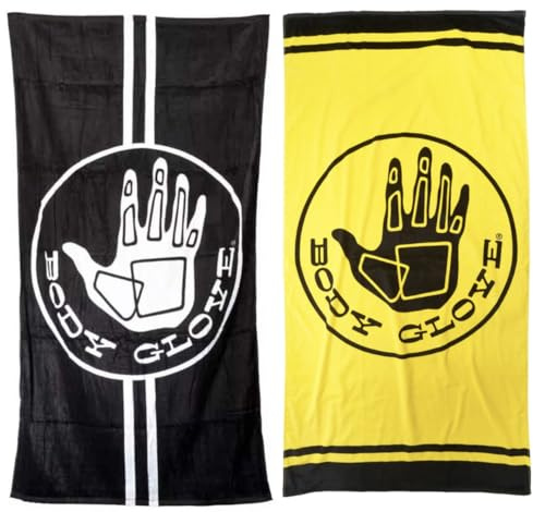 The Supply Cube 2 Pack Body Glove Core Logo Towel | Beach Towel 160x90cm | Black and Lime | 100% cotton | Beach and Pool Essential Large Bath Towel for Beach Pool Travel Gym Adults