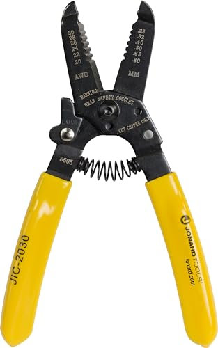 Jonard Tools JIC-2030 Pinza spelafili e tagliafili, 20 – 30 AWG, 17,14 cm di lunghezza, finitura di ossido nera