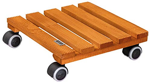 WAGNER Växtvagn LAND 28 x 28 x 8 cm I För inomhus I halkfri rullbräda I Tillverkad av FSC®-certifierat massivt trä, kastanjefärg I Mjuka hjul I Lastkapacitet 100 kg I Made in EU - 200201