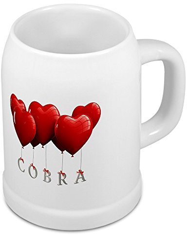 digital print Bierkrug mit Namen Cobra - Motiv Herzballons - Namenstasse, Becher, Maßkrug, Humpen